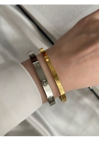 Marka Model Carti Çelik Kararmaz Bileklik Altın