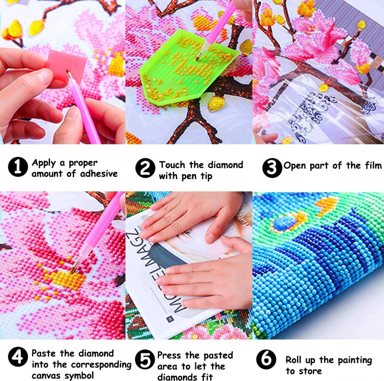 Hombey 30x40cm Zs314 Tam Taşlı Kristal Dekoratif Tablo - Dıy Boyama Seti Ve Araçlar Dahil Siyah