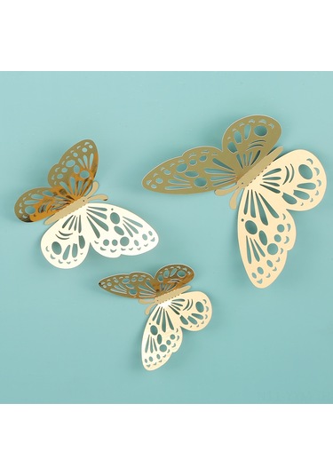 Geeksen Altın 3d Kelebek Duvar Sticker Seti 12 Adet - Dıy Dekoratif Taçlandırma, Yatak Odası, Düğün, Parti Ve Fotoğraf Arka Planı İçin Kaldırılabilir Altın