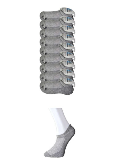 Gri Erkek Görünmez Çorap 9 Çift Antra Melanj