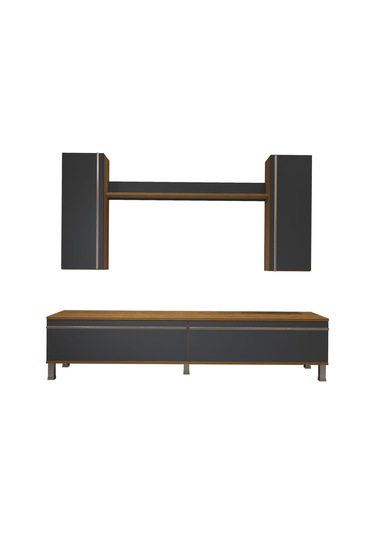 Decoraktiv Eko 7 Mdf Std Krom Ayaklı Tv Ünitesi Tv Sehpası Pera - Antrasit