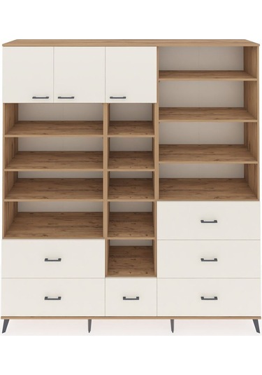 Hyperion Dolap 17 Raflı 6 Çekmeceli 3 Kapaklı 220x44x243 Çam-aytaşı/aytaşı Aytası/aytası