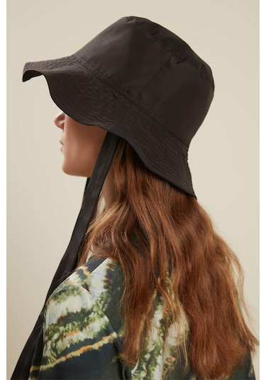 Manuka Bağlamalı Bucket Kadın Şapka - Siyah