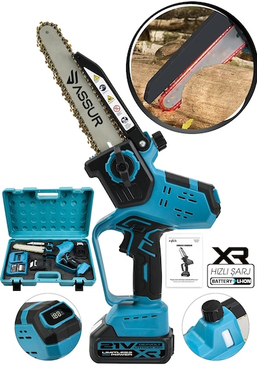 Assur Asr766 21v Çift Akü Dal Budama Testere Mavi