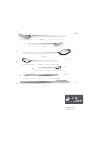 Karaca  316 Premium Mild Platin 12 Kişilik 84 Parça Çatal Kaşık Bıçak Takımı