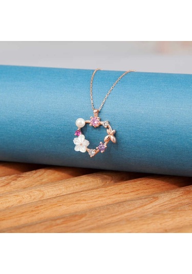 Blackcraft Gümüş Rose Manolya Çiçeği Kelebek Kadın Kolye Bc-27d37d