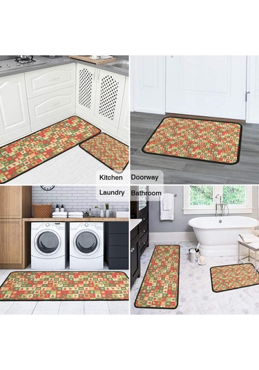 Noel Desenli 2'li Mutfak Matı, Anti-yorgunluk, Yastıklı Ve Kaymaz, Mutfak Ve Ofis İçin Noel Simge Izgarası