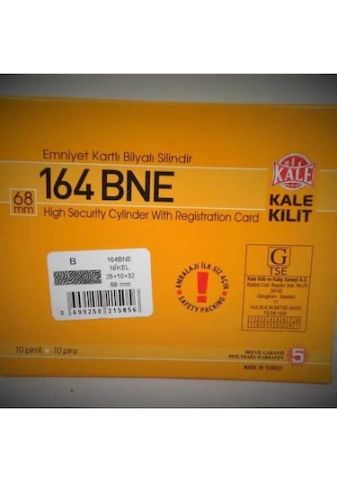 Kale Kilit Kapı Göbeği 164 Bne Bilyalı Barel 5 Anahtar68mm Nikel N11.24
