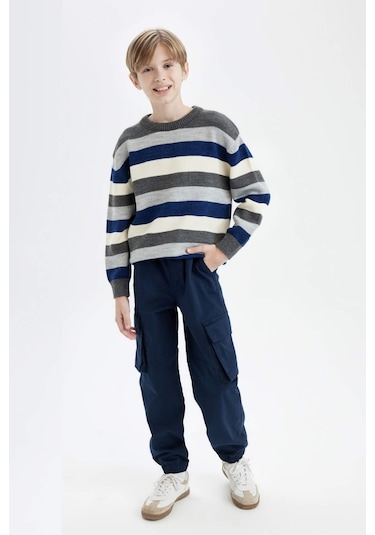 DeFacto Erkek Çocuk Renk Bloklu Bisiklet Yaka Triko Kazak C8114A824WNNV168
