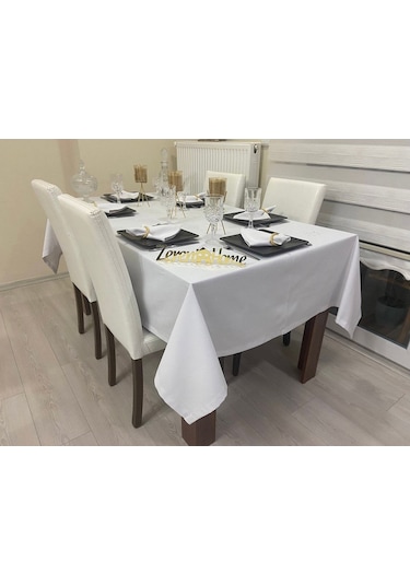 Sıvı Geçirmez Dertsiz Masa Örtüsü Beyaz