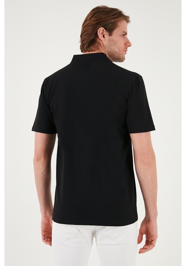 Buratti Pamuklu Regular Fit Yarım Fermuarlı Erkek Polo Yaka T Shirt 5902972 Siyah