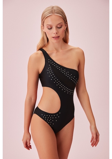 Suwen Harper Detaylı Mayo Sb25605012d012 Siyah