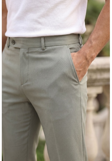 Mero Life Erkek Haki Italyan Kesim Slim Fit Kaliteli Esnek Likralı Bilek Boy Kumaş Pantolon Haki