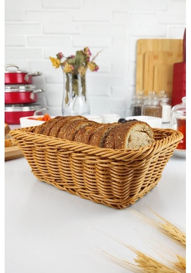 Digithome Rattan Ekmek Sepeti Dikdörtgen Ekmeklik 22 Cm Kahverengi - Yk1449 Kahverengi