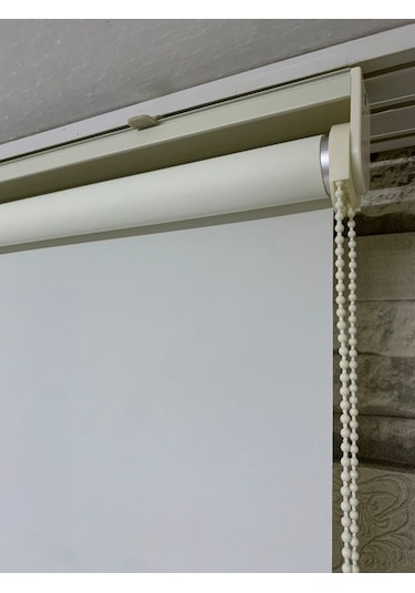 Stor Perde Ekru Renk - Güneşlik Perde - Ev, Ofis - (Etek Düz)