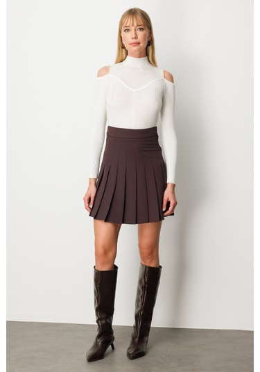 Ekol Kadın Piliseli Tenis Etek 2005 Kahverengi Kahverengi