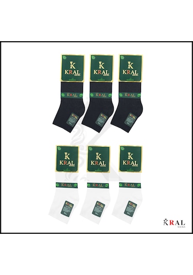 Kral Socks Erkek Çorap 6 Çift Dikişsiz Yazlık Bambu Kısa Patik Kutulu Set