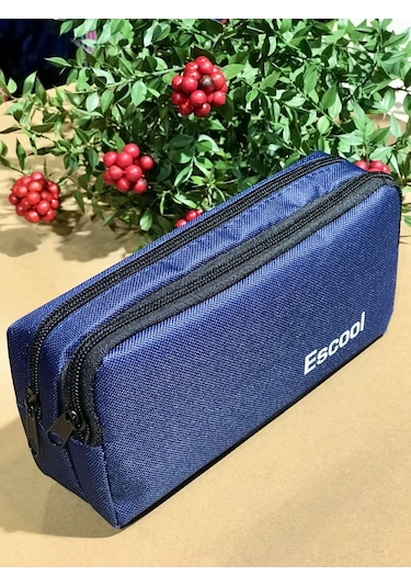 Rlx125 Escool Çift Bölmeli Fermuarlı Kalemlik Kalem Kutusu Lacivert