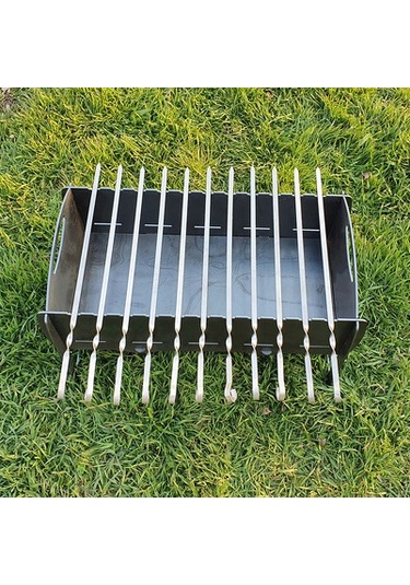 Portatif Çift Bölmeli Dayanıklı Ağır Ve Büyük Uzun Ömürlü Mangal Siyah