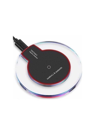 Sandwich Siyah Kablosuz Qi Şarj Cihazı, Hızlı Şarj, Güvenli Kristal Stand, Telefon Destekli