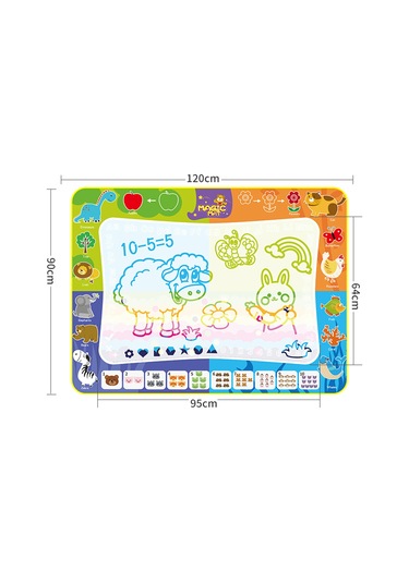 Samdoo 120x90cm Çocuklar İçin Su Tabanlı Boyama Matı - Yeniden Kullanılabilir Sihirli Boyama Altyapısı, Eğitici Oyun Ve Çizim Seti Tam Paket C Çok Renkli