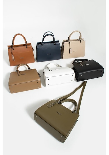 Kadın Omuz Çantası 30 25 Cm Kutu Model Çapraz Askılı Postacı Çanta Mega Çanta Business Kol Çantası Krem