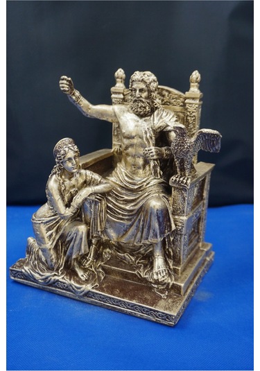 Zeus Ve Hera Mitolojik Heykel 30 Cm Dekoratif Biblo, Ev & Ofis Hediyelik Aksesuar Altın