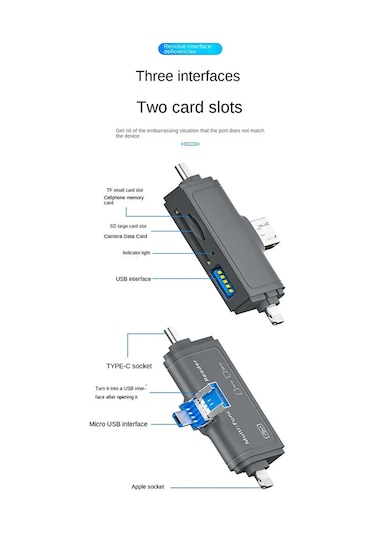 Multi Otg Usb Ligtning İphone - İpad Uyumlu Ve Type-c Girişli Kar