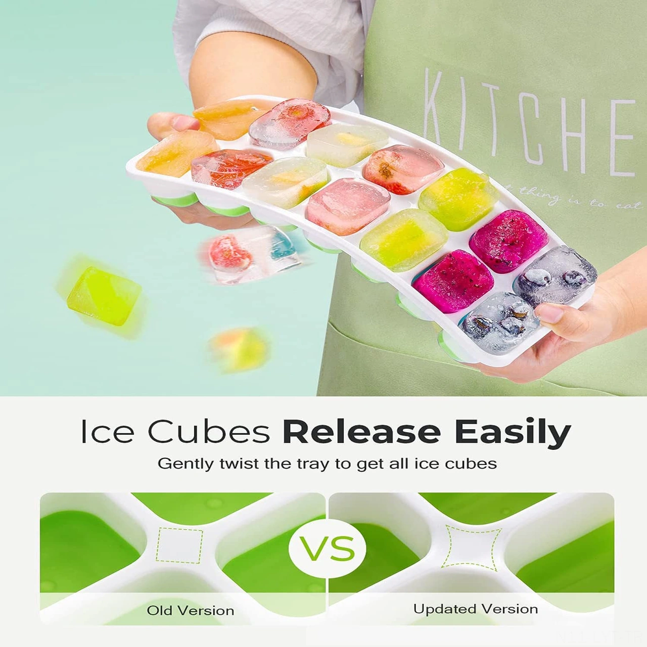 Youtek 4'lü Silikon Buzluk Seti, Kapaklı Hızlı Buz Yapımı, Pratik Kullanım, Pp+tpe Malzeme, Soğuk İçecekler İçin Çok Renkli