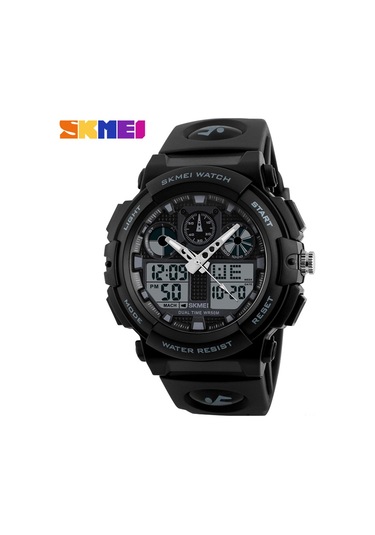 Yunboo Skmeı Erkek Spor Saati 1270: Çift Zaman, Kronometre, Alarm, 5atm Su Geçirmez, Işıklandırmalı, Kuvars+dijital Hareket Çok Renkli