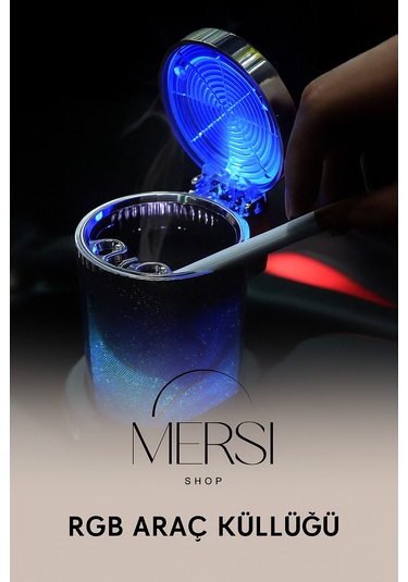 Rgb Işıklı Kapaklı Araç İçi Kokusuz Küllük Bardaklık Uyumlu Led Aydınlatmalı Kül Tablası