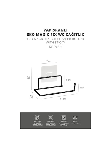 Okyanus Home Siyah Yapışkanlı Eko Magic Fix Sihirli Yapışkan Wc Kağıtlık