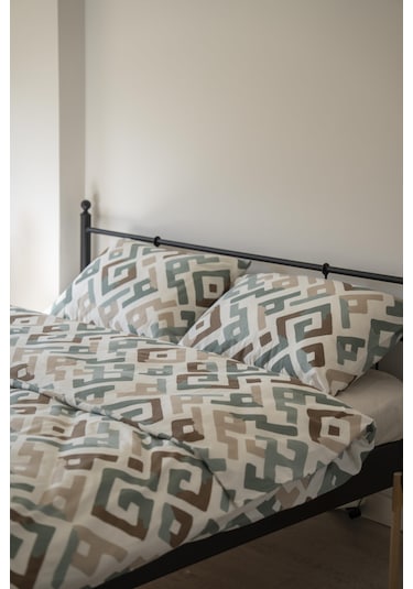 Cotton Collection Kışlık Pazen Çift Kişilik Nevresim Seti Geo Harmony Renkli