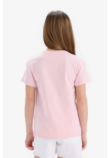 DeFacto Kız Çocuk Bisiklet Yaka Baskılı Kısa Kollu Tişört E0349A825SMPN47 Pembe