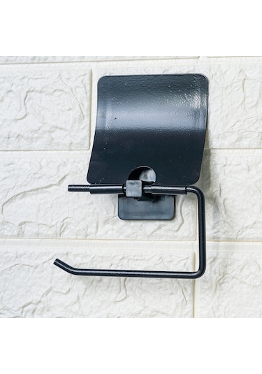 Zmc Bilişim Kendiliğinden Yapışkanlı Siyah Paslanmaz Metal Kapaklı Tuvalet Kağıtlığı Aparatı Çok Renkli