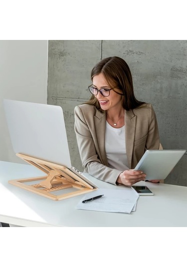 Willowhaven Ahşap Renk Katlanır A Tipi Dizüstü Bilgisayar Standı Soğutucu Sistem Ergonomik