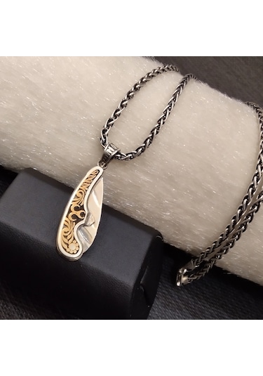 925 Ayar Gümüş Üç Hilal Detaylı Kolye Ucu -şık Tasarım Zincirsiz Gümüş