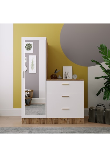 Robinhome Robin Home Alice Aynalı 3 Çekmeceli Şifonyer Aynalı Gardırop Dola