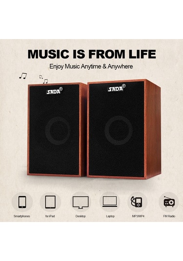 Springsun Sada V-160 Usb Kablolu Ahşap Kombinasyon Hoparlörler Bilgisayar Hoparlörleri Bas Stereo Müzik Çalar Masaüstü Dizüstü