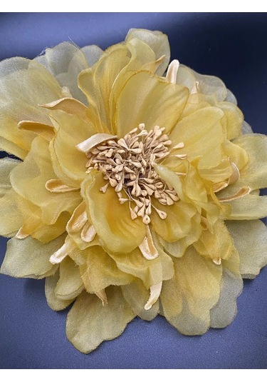 Amely Rid Kumaştan Büyük Çiçek Fiyonk Broş Tokalı 256858408 Hardal Rengi