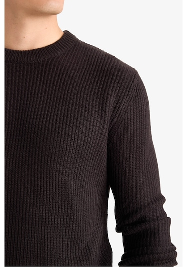 Defacto Standart Fit Bisiklet Yaka Triko Kazak C8814ax25wnbn497 Kahve