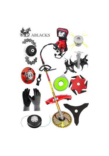 Ablacks C-52 Profesyonel Sırt Tırpan + Akrep Çapa Aparatı + 9 Lu Bahçivan Seti