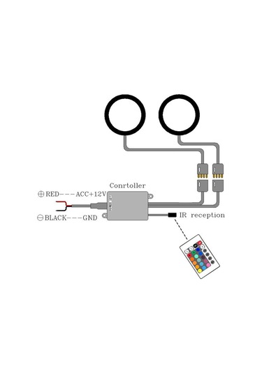 Suofeng 12v Rgb Araba Işıkları, 2 80mm Mavi Ateş Halka, Kumanda İle 16 Renk Ve 4 Işık Efekti, Parlak Led, Araç Dekorasyonu
