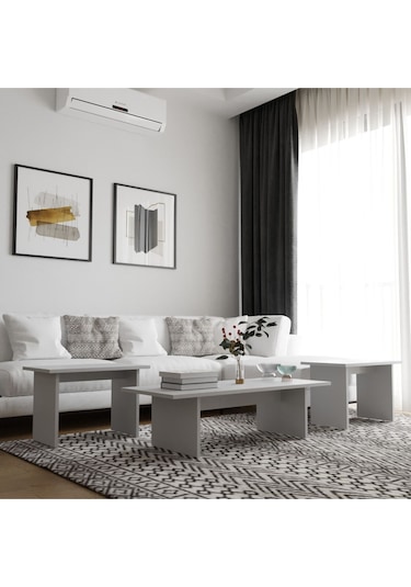 Olive 3'lü Orta Zigon Sehpa Takımı Sis Gri Sis Gri