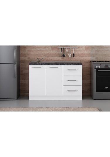 Minar 125 Cm Mutfak Dolabı Beyaz 125-B2-Alt Modül Beyaz