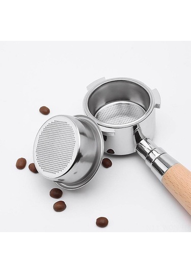 Neevoyu 51mm Gömlekli Paslanmaz Çelik Kahve Portafilter, Ahşap Kolu, Profesyonel Filtreleme Ve Ekstraksiyon Aksesuarı Diğer