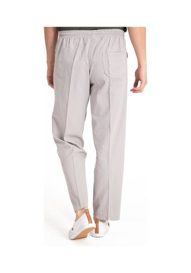 Erkek Ham Bez Lastikli Yüksek Bel Rahat Kalıp %100 Natural Pamuk Eşofman Alt Pantolon Alt Giyim 2188-Açık Gri