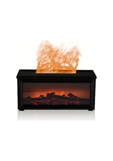 Honeybeeshop Siyah 3d Alevli Şömine Aromaterapi Difüzörü Uzaktan Kumandalı 6 8 10 Saat Zaman Ayarlı Siyah