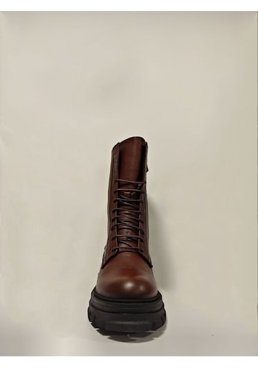 Castle Black Yldz-52671-1 Hakkiki Deri Kadın Bot Taba