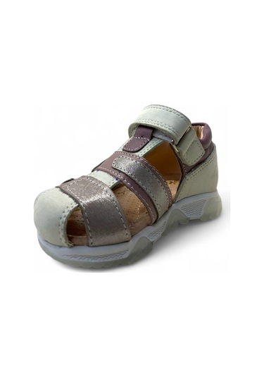 516 Bebek Deri Korseli Sandalet Krem